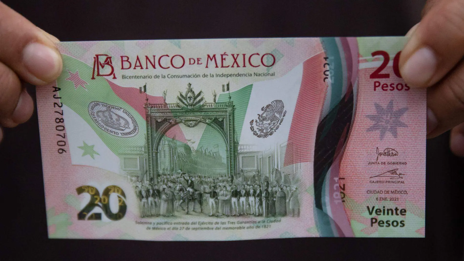 Billete 20 pesos conmemorativo consumación independencia